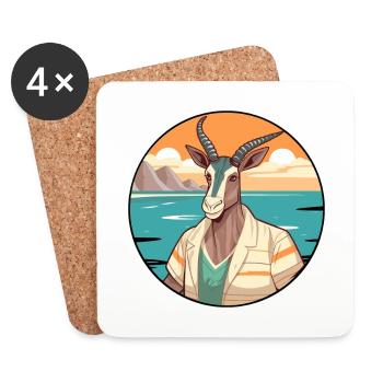 Oryx Aquarelle Dessin Animé Kawaii Clipart Animal - Dessous de verre (lot de 4) - blanc - Devant