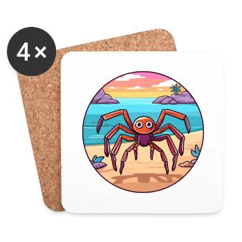 Spinne Aquarell Cartoon Kawaii Clipart Tier - Untersetzer (4er-Set) - Weiß - Vorne