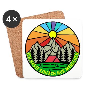 Mountains, Nature, Camping, Camping, Camping, Statement - Coasters (set of 4) - white - Front