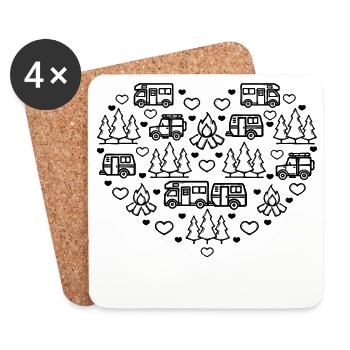 Camping-car camping feu de camp vacances de randonneur - Dessous de verre (lot de 4) - blanc - Devant