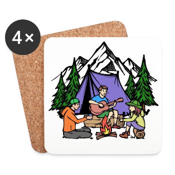 Campsite Relaxing Camping Nature Mountains Camping - Coasters (set of 4) - white - Front