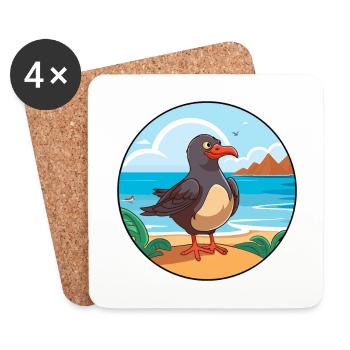 Oiseau Aquarelle Cartoon Kawaii Clipart Animal - Dessous de verre (lot de 4) - blanc - Devant