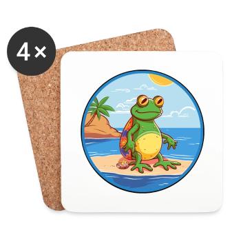 Grenouille aquarelle dessin animé Kawaii Clipart Animal - Dessous de verre (lot de 4) - blanc - Devant