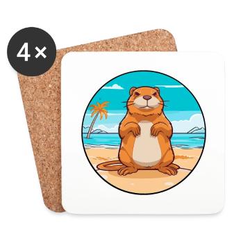 Gopher Aquarell Cartoon Kawaii Clipart Tier - Untersetzer (4er-Set) - Weiß - Vorne