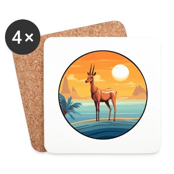 Impala Aquarell Karikatur Kawaii Clipart Tier - Untersetzer (4er-Set) - Weiß - Vorne