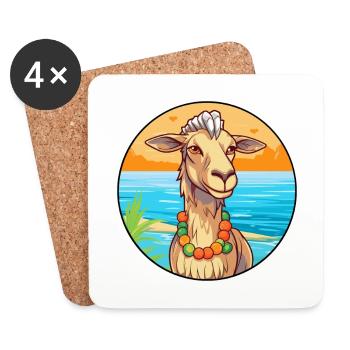Chèvre aquarelle dessin animé Kawaii Clipart Animal - Dessous de verre (lot de 4) - blanc - Devant