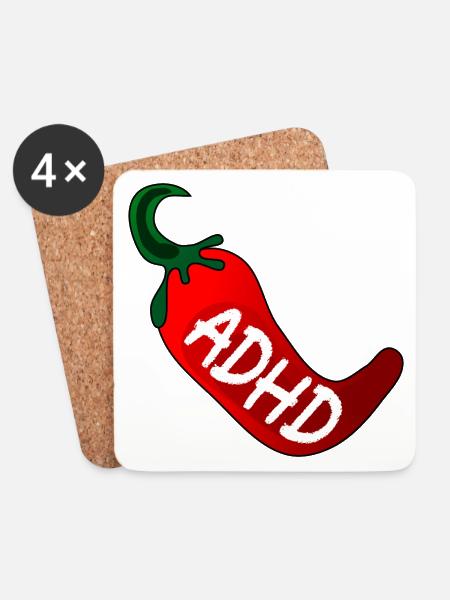 NEUORDIVERSITÄT ADHS PEPERONI - Untersetzer (4er-Set) - Weiß