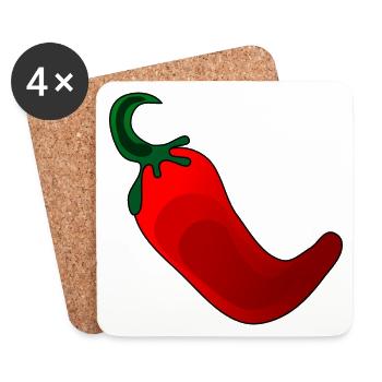 Peperoni Gewürzpaprika - Kochen - Untersetzer (4er-Set) - Weiß - Vorne