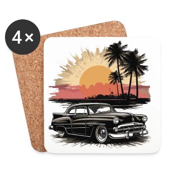 Classic Cars 1950 - Coasters (set of 4) - white - Front