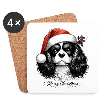 Cavalier Noël - Cadeau Canin - Dessous de verre (lot de 4) - blanc - Devant
