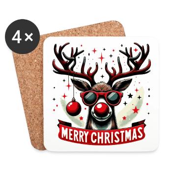 Rentier-Weihnachtsspaß - Original Pullover - Untersetzer (4er-Set) - Weiß - Vorne