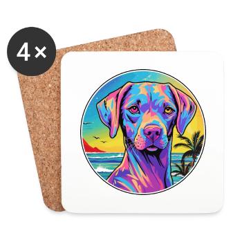 Akbash Dog Breed Colorful Cartoon Watercolor - Coasters (set of 4) - white - Front