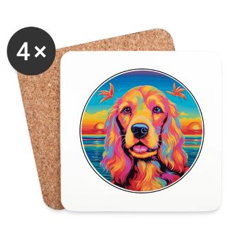 American Cocker Spaniel Chien Race Coloré Dessin Animé - Dessous de verre (lot de 4) - blanc - Devant