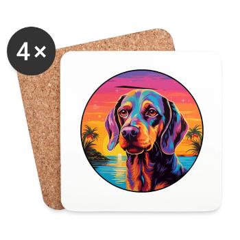 Amerikanischer Wasserhund Hunderasse Bunte Karikatur Wat - Untersetzer (4er-Set) - Weiß - Vorne