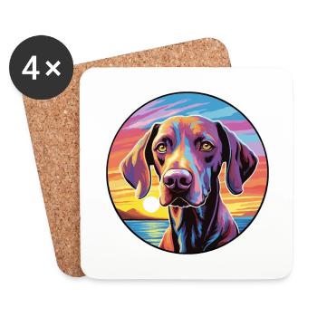 Ariege Pointer Hund Rasse Bunte Karikatur Watercol - Untersetzer (4er-Set) - Weiß - Vorne