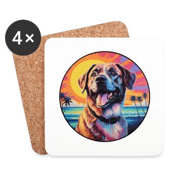 Chien de berger anatolien race coloré dessin animé Wate - Dessous de verre (lot de 4) - blanc - Devant