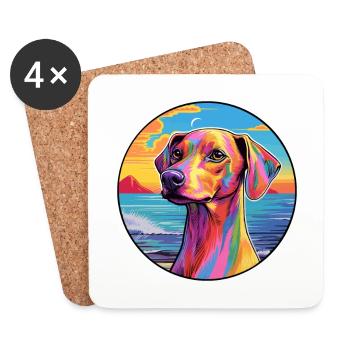 Azawakh Dog Breed Colorful Cartoon Watercolor - Coasters (set of 4) - white - Front