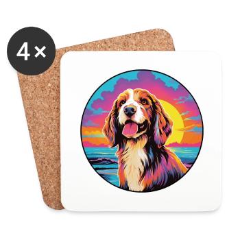 Basset Griffon Vendeen Hunderasse Bunte Karikatur - Untersetzer (4er-Set) - Weiß - Vorne