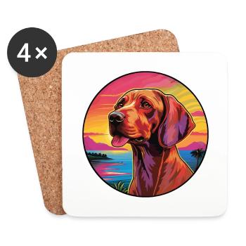 Bavarian Mountain Hound Dog Breed Colorful Cartoon - Coasters (set of 4) - white - Front