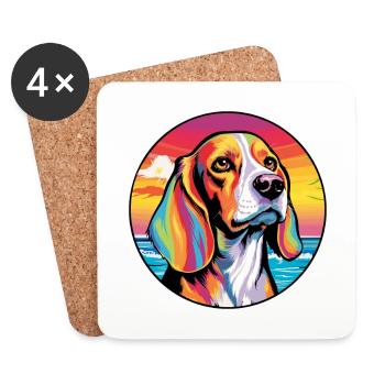 Beagle Harrier Hunderasse Bunte Karikatur Watercol - Untersetzer (4er-Set) - Weiß - Vorne