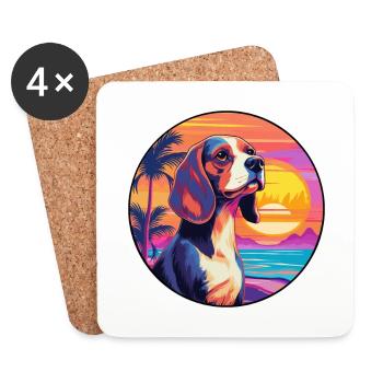 Beagle Hunderasse Buntes Karikatur-Aquarell - Untersetzer (4er-Set) - Weiß - Vorne