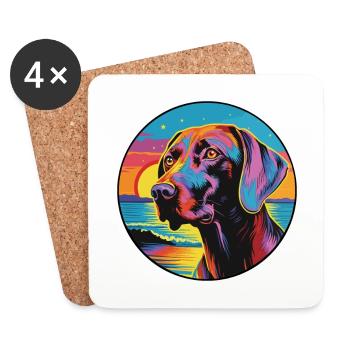 Belgian Pointer Dog Breed Colorful Cartoon Waterco - Coasters (set of 4) - white - Front