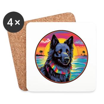 Chien de berger belge race de chien coloré dessin animé Waterc - Dessous de verre (lot de 4) - blanc - Devant