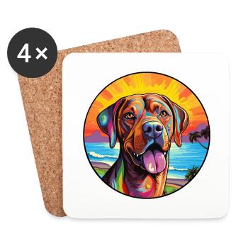 Mastiff brésilien race de chien coloré dessin animé eau - Dessous de verre (lot de 4) - blanc - Devant