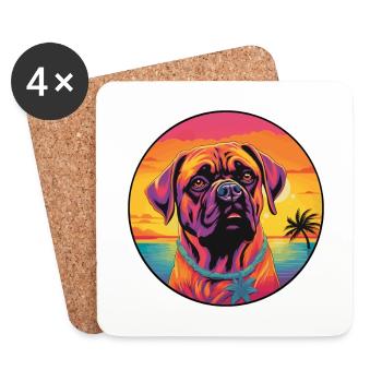 Bullmastiff Dog Breed Colorful Cartoon Watercolor - Coasters (set of 4) - white - Front