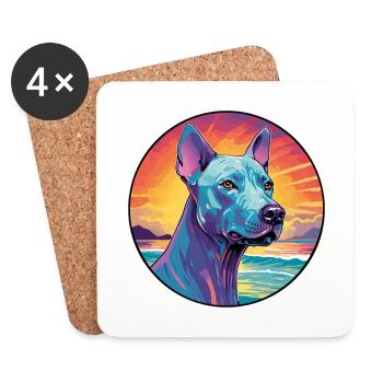 Blau Thai Ridgeback Hunderasse Bunte Karikatur Wat - Untersetzer (4er-Set) - Weiß - Vorne