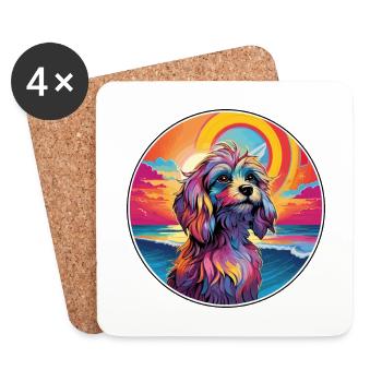 Briquet Griffon Vendéen Race De Chien Coloré Dessin Animé - Dessous de verre (lot de 4) - blanc - Devant