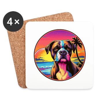 Bull Boxer Hund Rasse Bunte Karikatur Aquarell - Untersetzer (4er-Set) - Weiß - Vorne