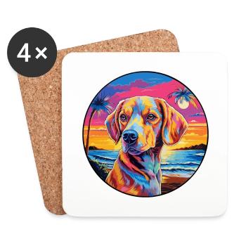 Chien Francais Dog Breed Colorful Cartoon Watercol - Coasters (set of 4) - white - Front
