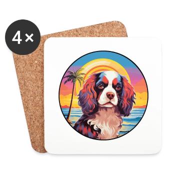 Cavalier King Charles Spaniel Hunderasse Bunt C - Untersetzer (4er-Set) - Weiß - Vorne