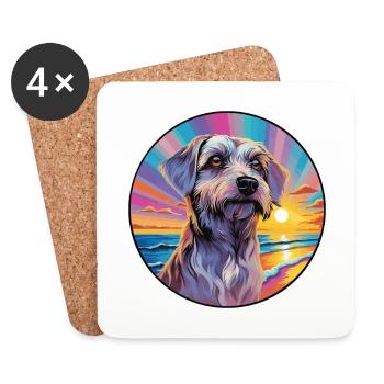 Cesky Terrier Hunderasse Bunte Karikatur Watercolo - Untersetzer (4er-Set) - Weiß - Vorne