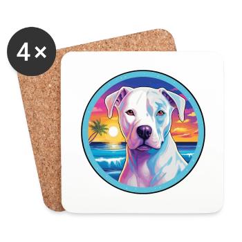 Dogo Argentino Dog Breed Colorful Cartoon Watercol - Coasters (set of 4) - white - Front