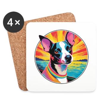 Decker Ratte Terrier Hunderasse Bunte Karikatur Wate - Untersetzer (4er-Set) - Weiß - Vorne