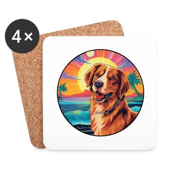 Drentsche Patrijshond Dog Breed Colorful Cartoon W - Coasters (set of 4) - white - Front