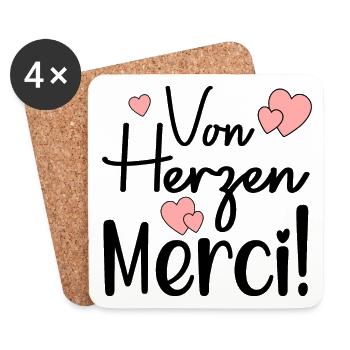 DANKESCHÖN VON HERZEN - Französisch - Untersetzer (4er-Set) - Weiß - Vorne
