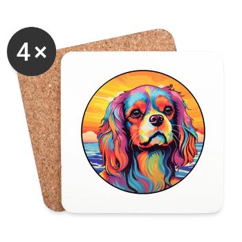 Englisch Spielzeug Spaniel Hund Rasse Bunte Karikatur Wat - Untersetzer (4er-Set) - Weiß - Vorne
