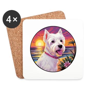 Englisch White Terrier Hunderasse Bunte Karikatur W - Untersetzer (4er-Set) - Weiß - Vorne