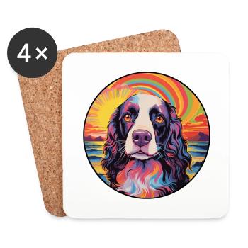 English Springer Spaniel Hunderasse Bunt Cartoo - Untersetzer (4er-Set) - Weiß - Vorne