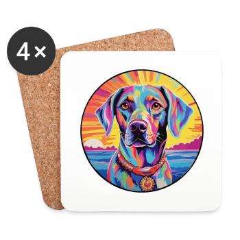 Gascon Saintongeois Race De Chien Coloré Cartoon Wat - Dessous de verre (lot de 4) - blanc - Devant