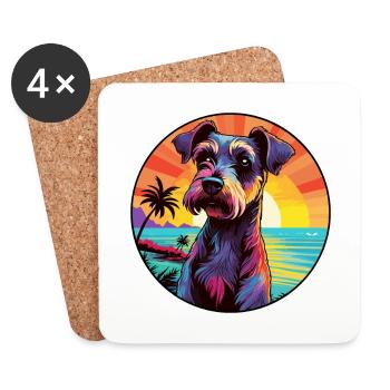 German Hunting Terrier Dog Breed Colorful Cartoon - Coasters (set of 4) - white - Front