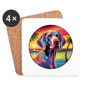 Hannover Hund Rasse Bunte Karikatur Watercolo - Untersetzer (4er-Set) - Weiß - Vorne