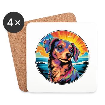 Italien Volpino Chien Race Coloré Cartoon Waterco - Dessous de verre (lot de 4) - blanc - Devant