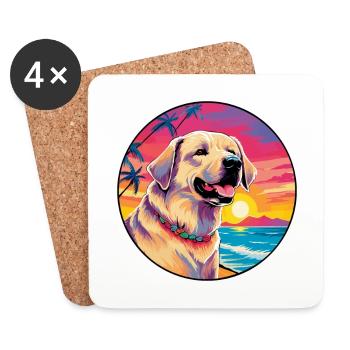 Kangal Dog Breed Coloré Cartoon Aquarelle - Dessous de verre (lot de 4) - blanc - Devant
