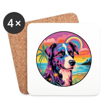 Kishu Ken Hunderasse Bunte Karikatur Aquarell - Untersetzer (4er-Set) - Weiß - Vorne