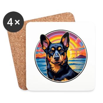 Lancashire Heeler Dog Breed Colorful Cartoon Water - Coasters (set of 4) - white - Front