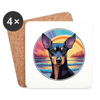 Manchester Terrier Dog Breed Colorful Cartoon Wate - Coasters (set of 4) - white - Front